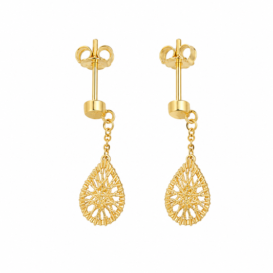 Gold Turkish Design Dangler Earrings 21KT - FKJERN21KM12052