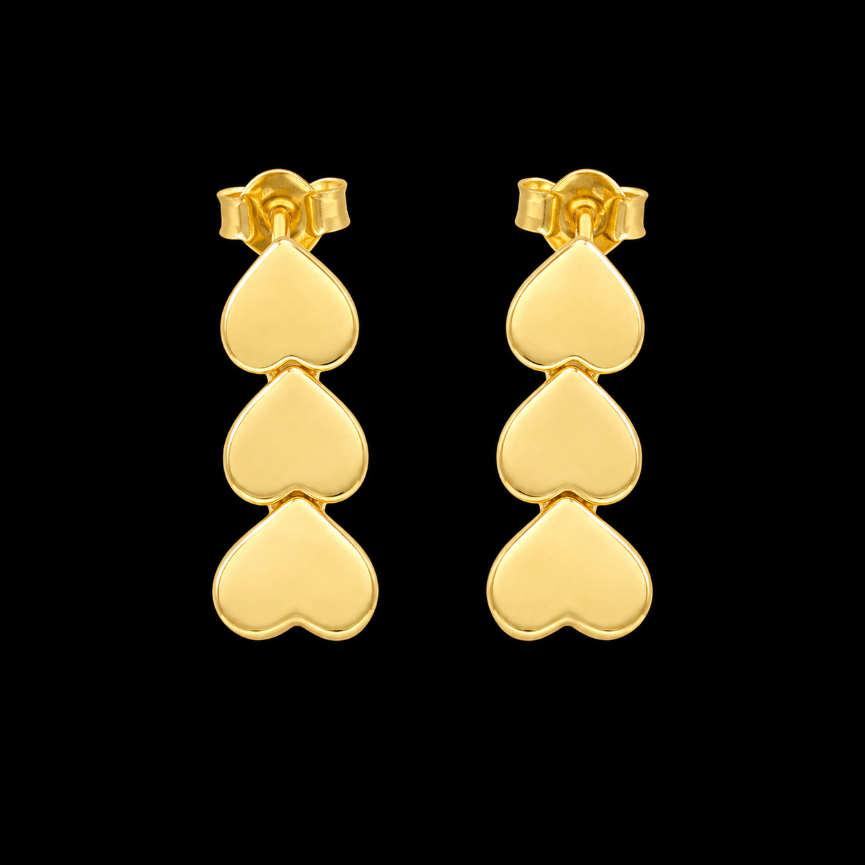 Gold Heart Shape Hanging Earrings 21KT - FKJERN21KM12054