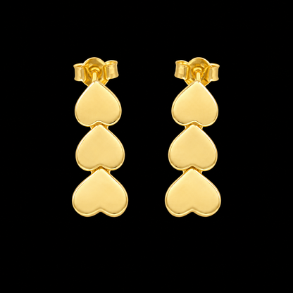 Gold Heart Shape Hanging Earrings 21KT - FKJERN21KM12054