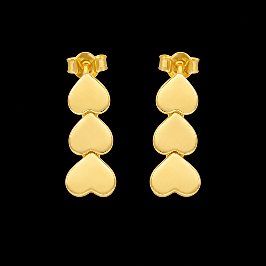 Gold Heart Shape Hanging Earrings 21KT - FKJERN21KM12054