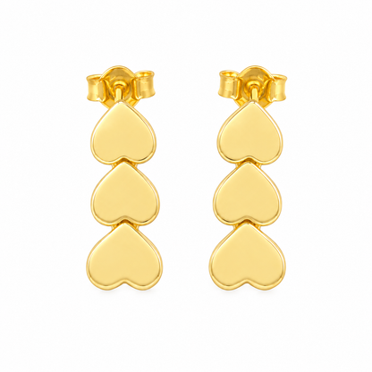 Gold Heart Shape Hanging Earrings 21KT - FKJERN21KM12054