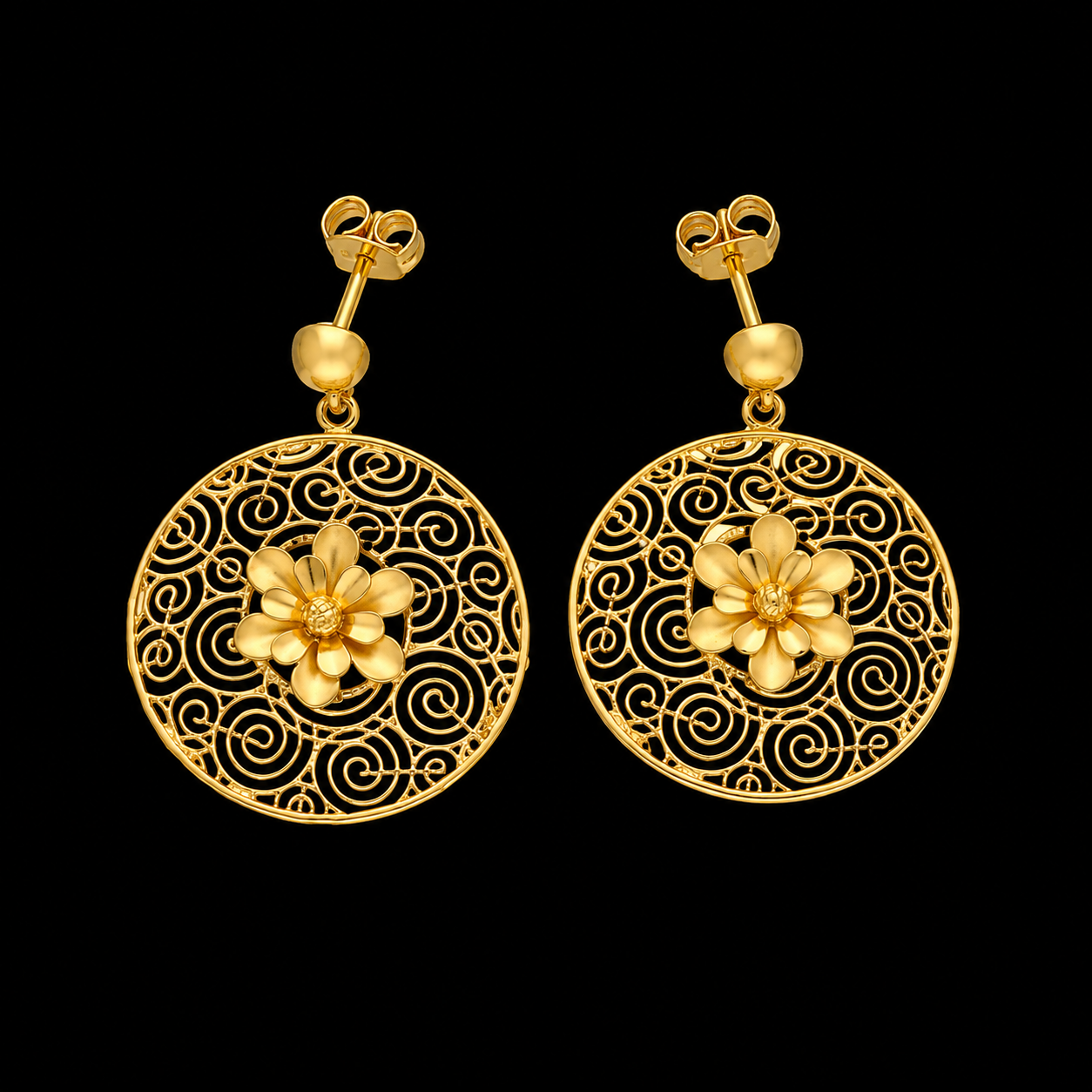 Gold Classic Earrings 21KT - FKJERN21KM12055