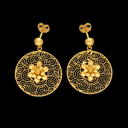 Gold Classic Earrings 21KT - FKJERN21KM12055