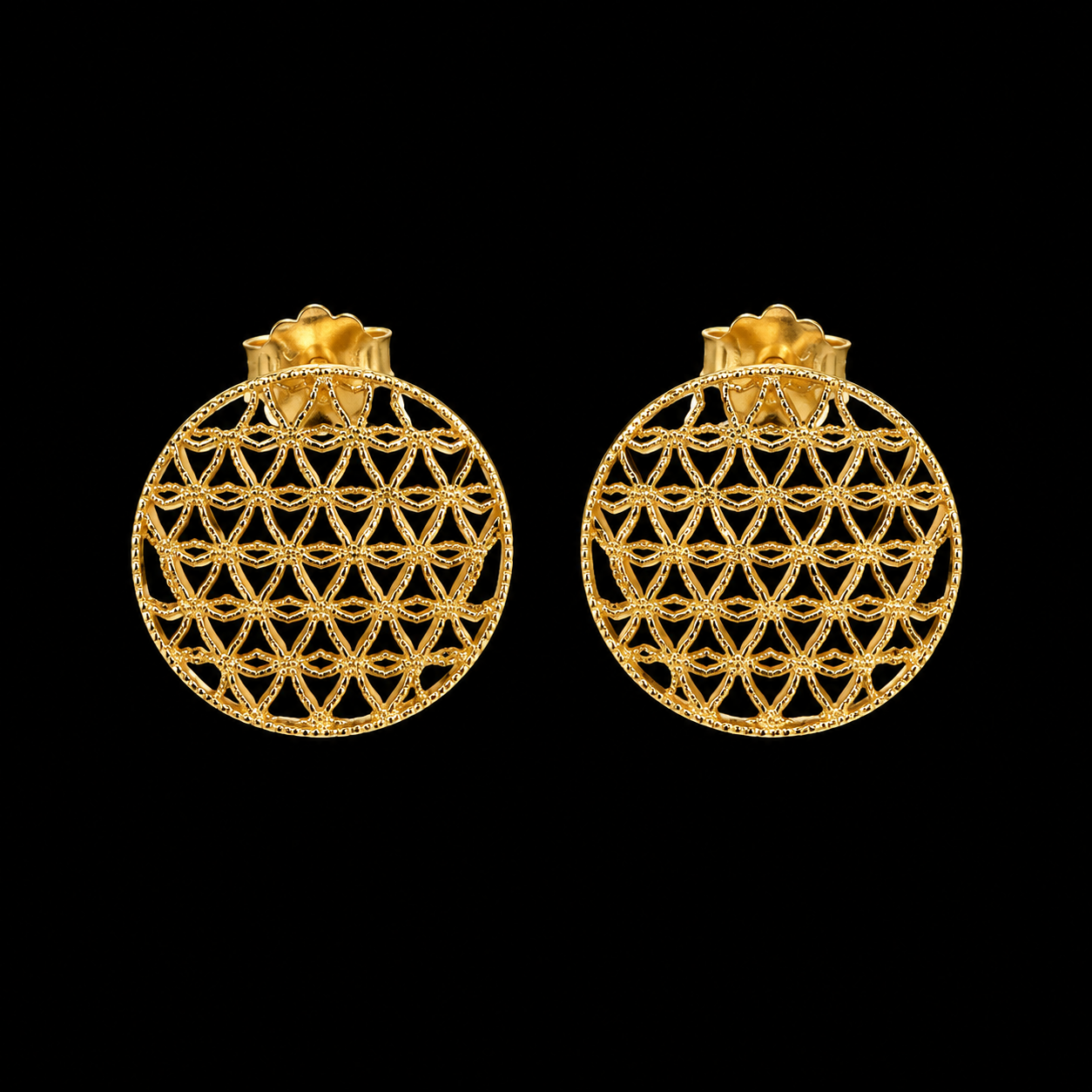 Gold Mesh Earrings 21KT - FKJERN21KM12056