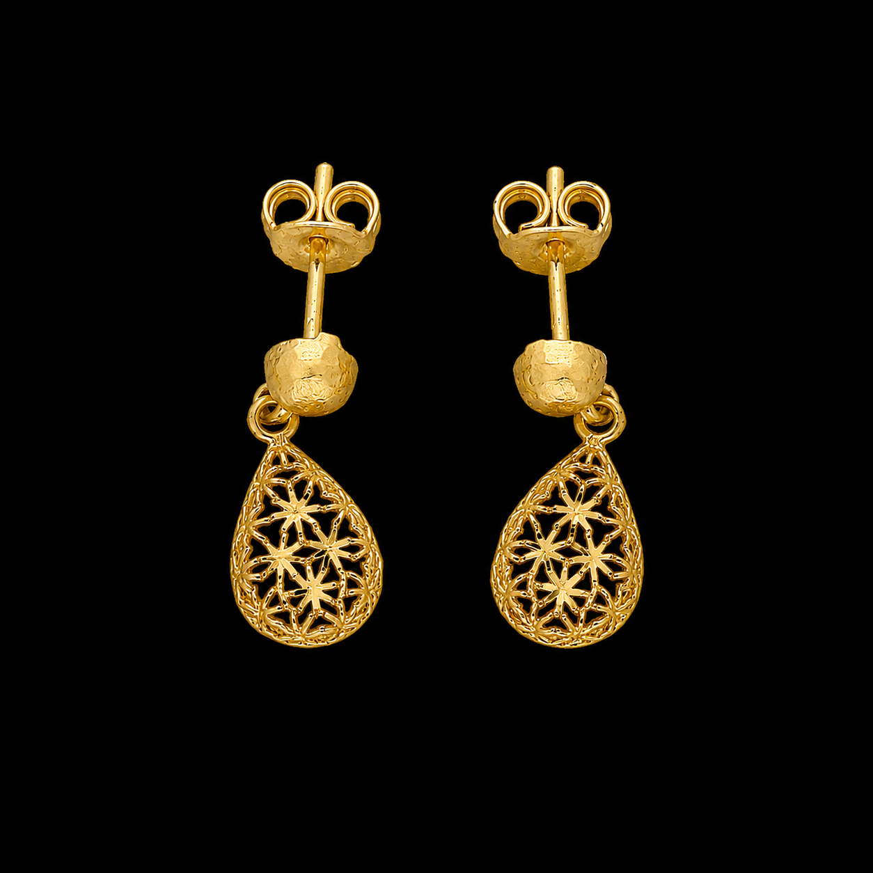 Gold Mesh Earrings 21KT - FKJERN21KM12057