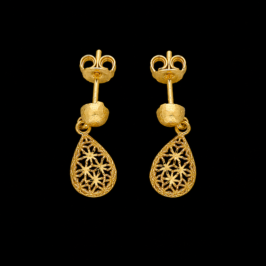 Gold Mesh Earrings 21KT - FKJERN21KM12057