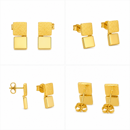 Gold Square Shaped Dangler Earrings 21KT - FKJERN21KM12065