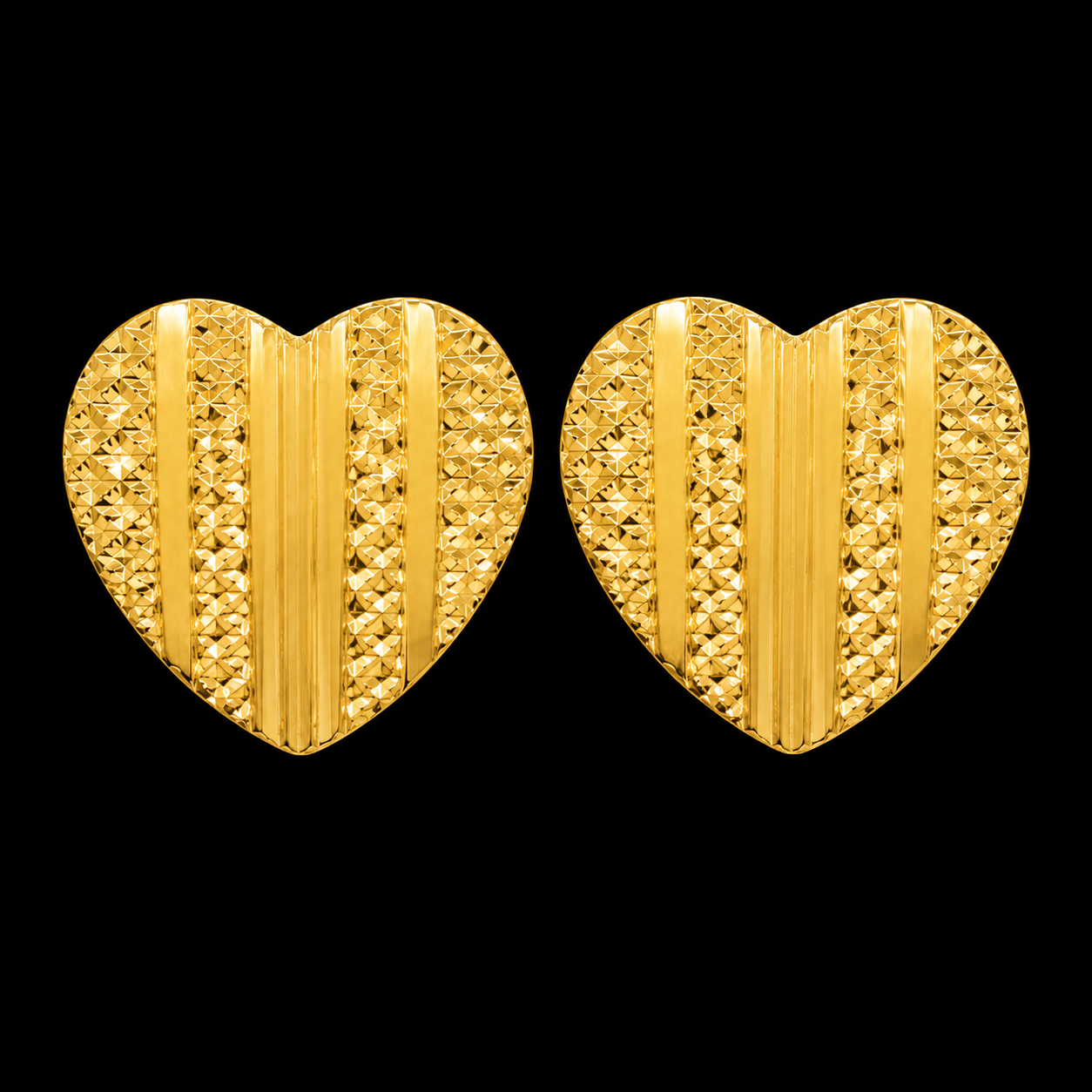 Gold Heart Shaped Earrings 21KT - FKJERN21KM12066