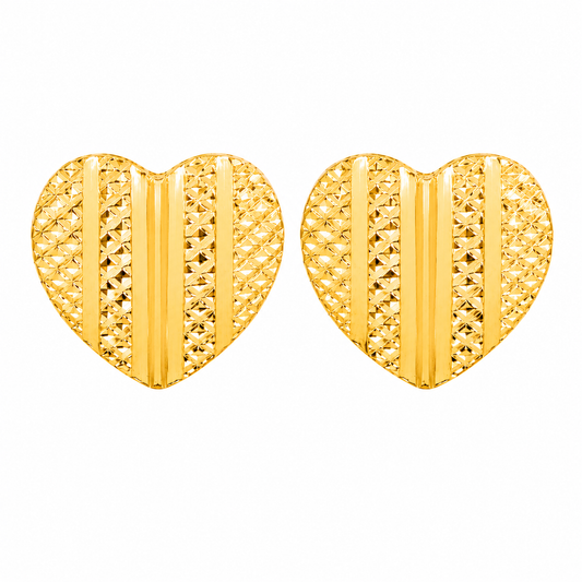 Gold Heart Shaped Earrings 21KT - FKJERN21KM12066
