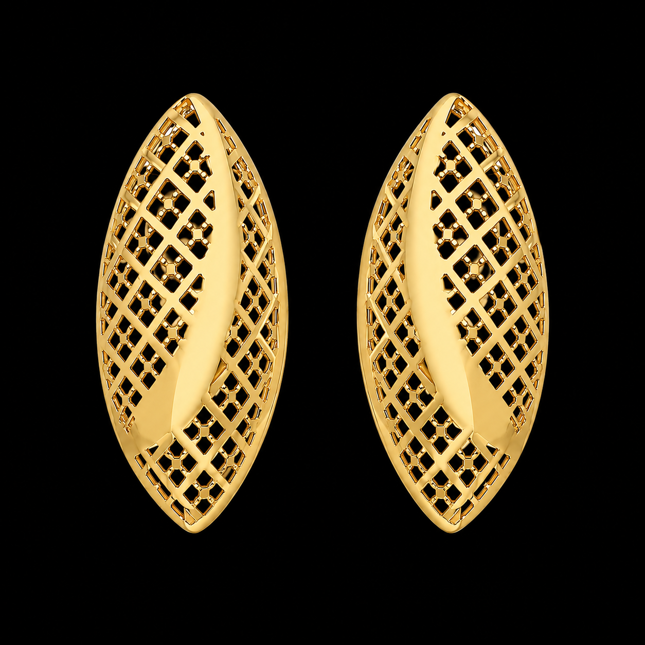Gold Turkish Design Earrings 21KT - FKJERN21KM12067