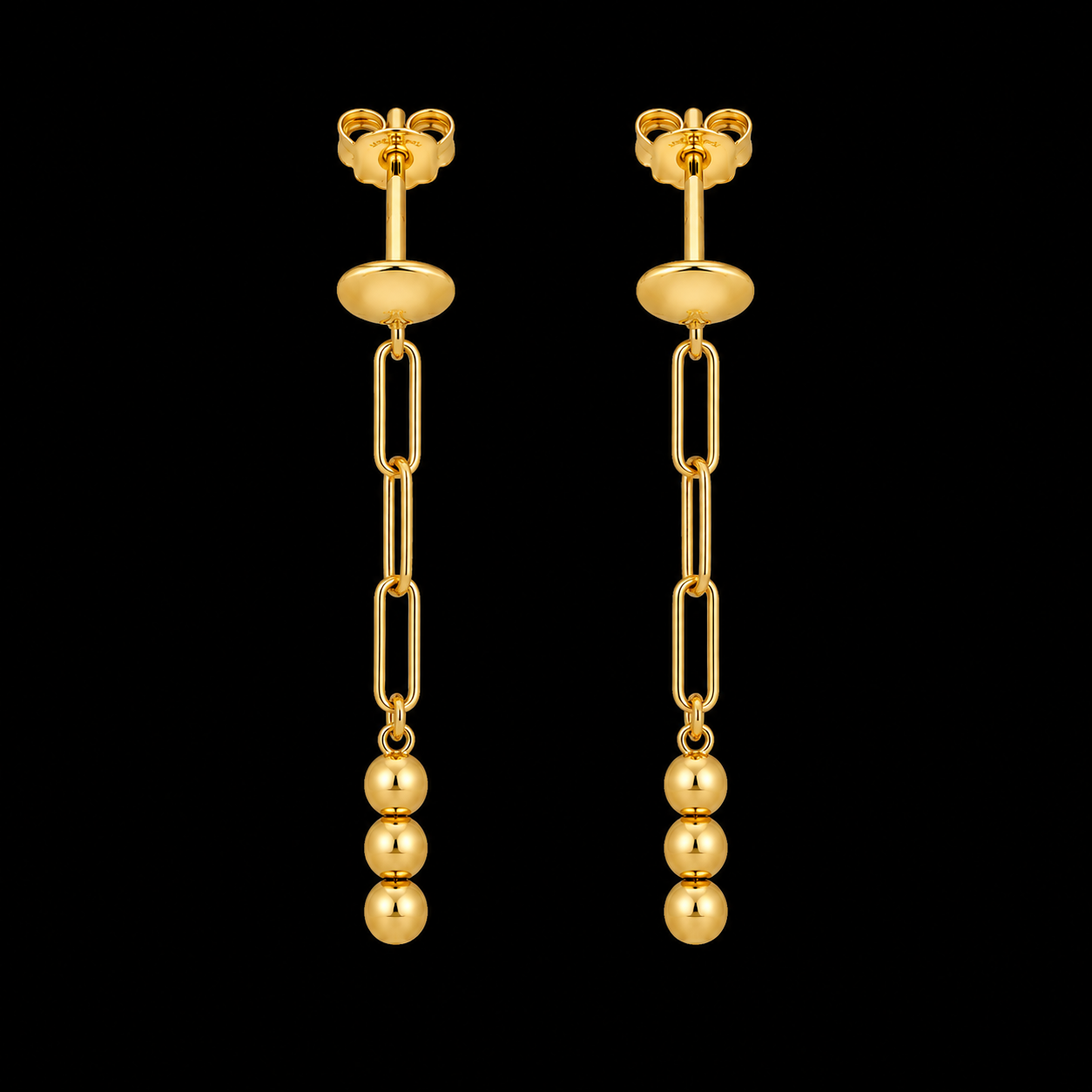 Gold Dangler Earrings 21KT - FKJERN21KM12068