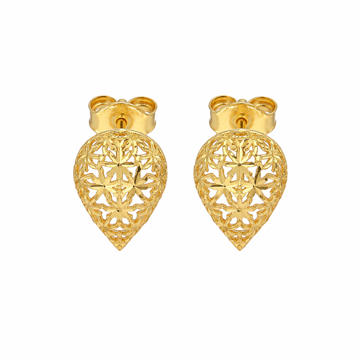 Gold Almond Shaped Earrings 21KT - FKJERN21KM12070