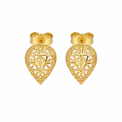 Gold Almond Shaped Earrings 21KT - FKJERN21KM12070