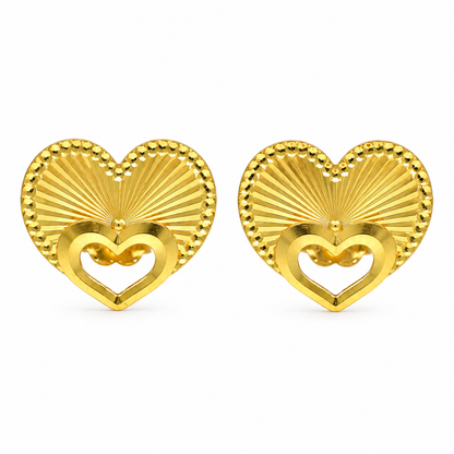 Gold Heart Shaped Earrings 21KT - FKJERN21KM12071