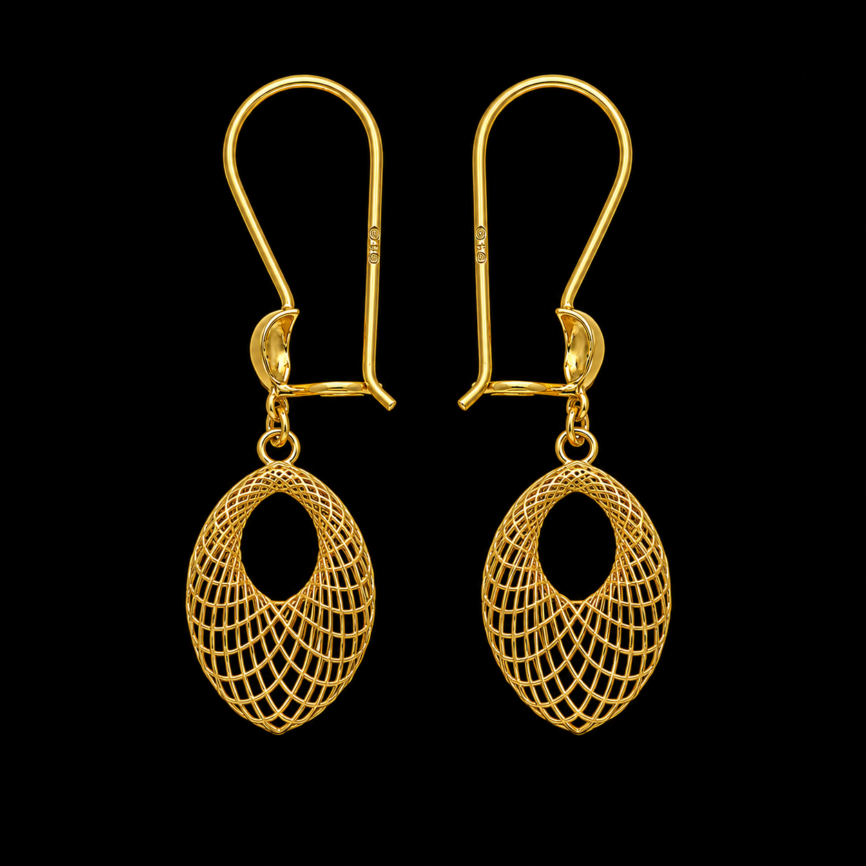 Gold Beautiful Hanging Earrings 21KT - FKJERN21KM12072