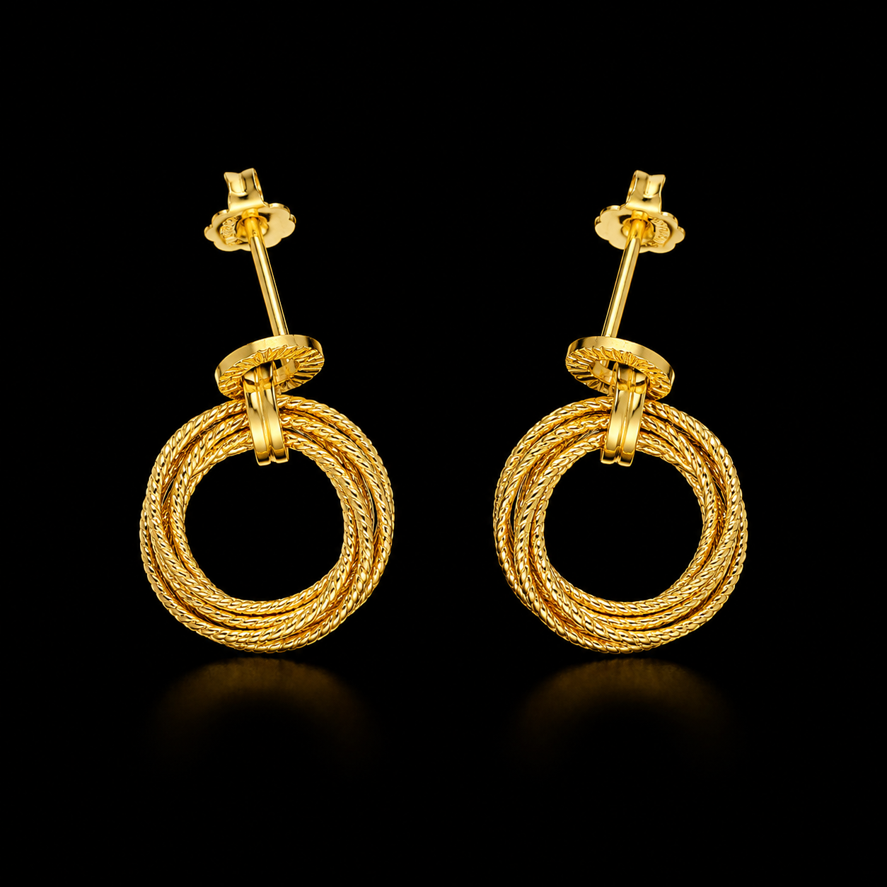 Gold Cluster Spiral Earrings 21KT - FKJERN21KM12073