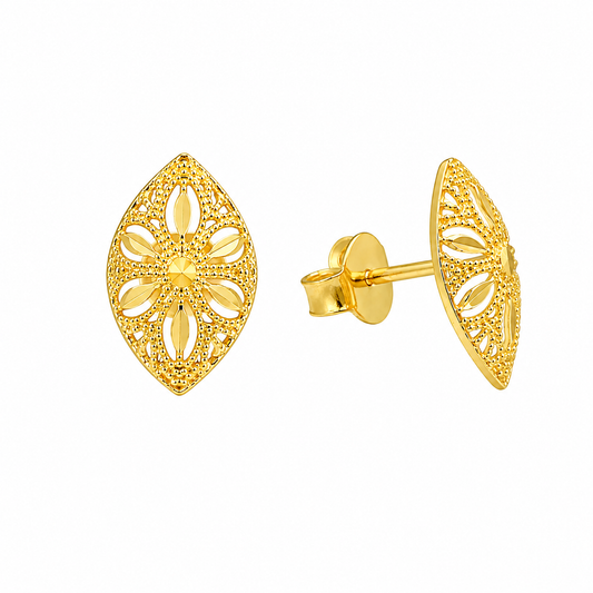 Gold Classic Earrings 21KT - FKJERN21KM12074