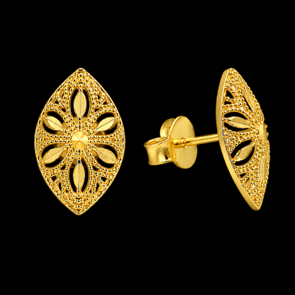 Gold Classic Earrings 21KT - FKJERN21KM12074