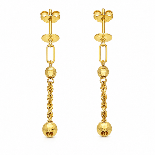 Gold Hanging Earrings 21KT - FKJERN21KM12077