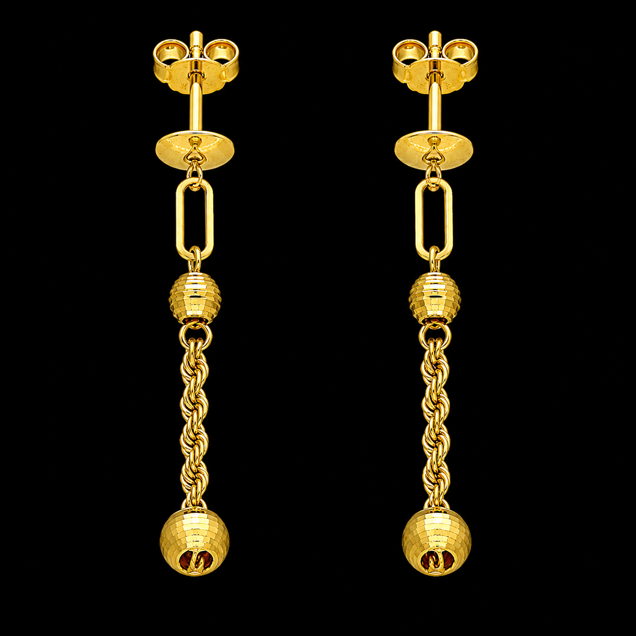 Gold Hanging Earrings 21KT - FKJERN21KM12077