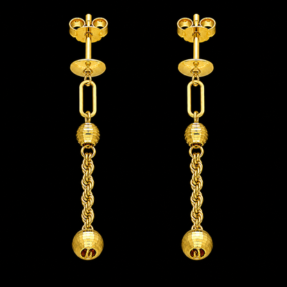 Gold Hanging Earrings 21KT - FKJERN21KM12077