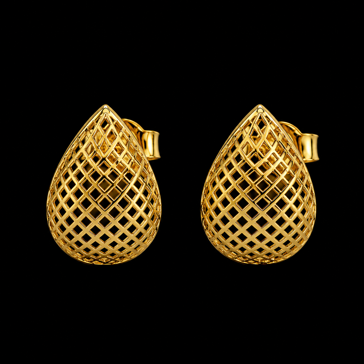 Gold Tear-drop Shaped Earrings 21KT - FKJERN21KM12078