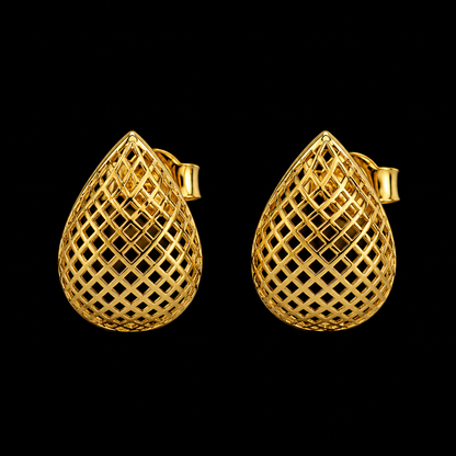 Gold Tear-drop Shaped Earrings 21KT - FKJERN21KM12078
