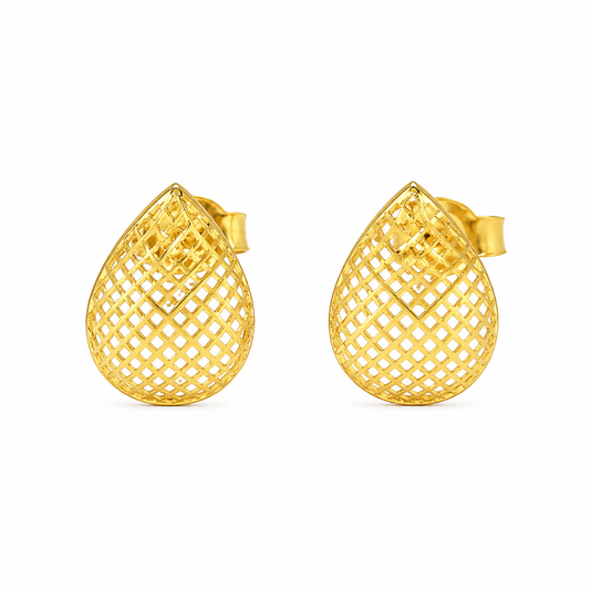Gold Tear-drop Shaped Earrings 21KT - FKJERN21KM12078