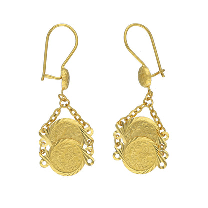 Gold Turkish Lira Earrings 21KT - FKJERN21KM12079