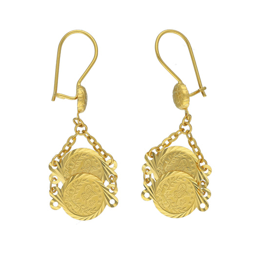 Gold Turkish Lira Earrings 21KT - FKJERN21KM12079