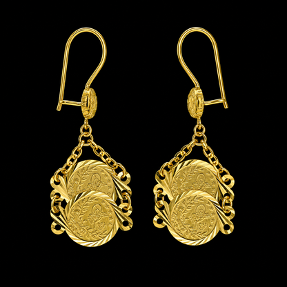 Gold Turkish Lira Earrings 21KT - FKJERN21KM12079
