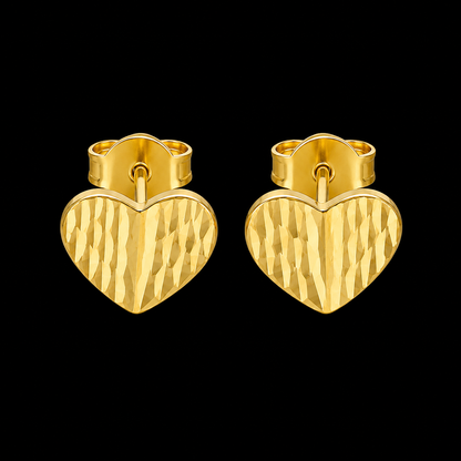 Gold Heart Shaped Earrings 21KT - FKJERN21KM12081