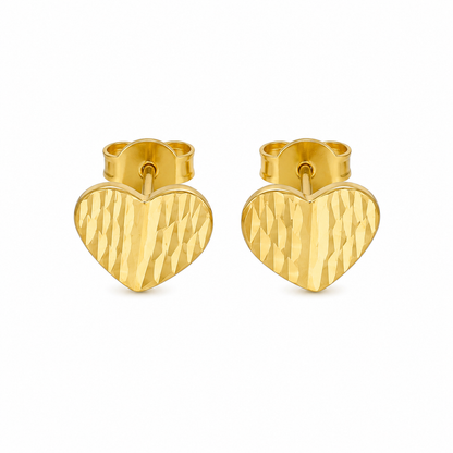 Gold Heart Shaped Earrings 21KT - FKJERN21KM12081