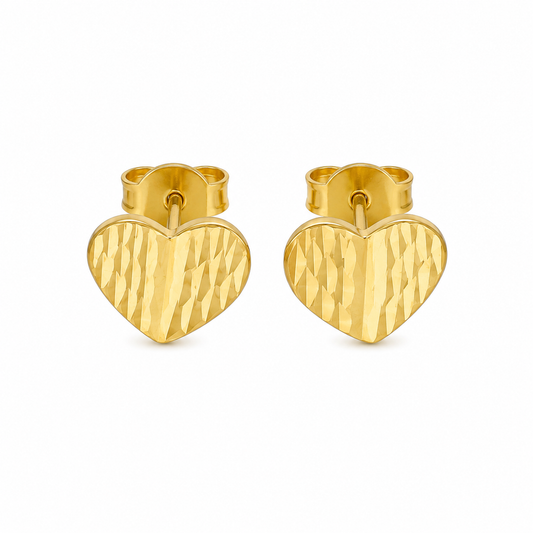 Gold Heart Shaped Earrings 21KT - FKJERN21KM12081