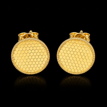 Gold Round Earrings 21KT - FKJERN21KM12125