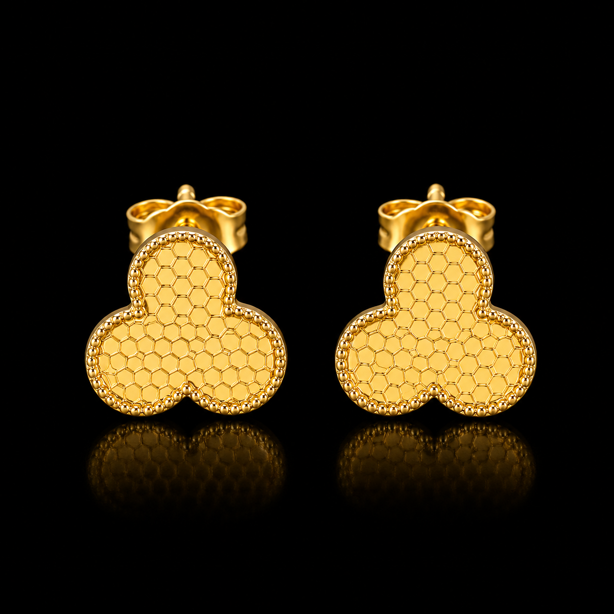 Gold Leaf Shaped Earrings 21KT - FKJERN21KM12126