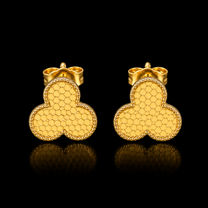 Gold Leaf Shaped Earrings 21KT - FKJERN21KM12126