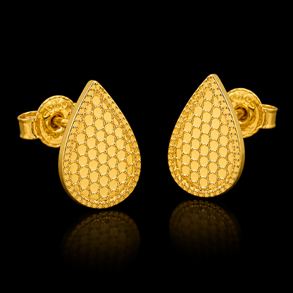 Gold Almond Shaped Earrings 21KT - FKJERN21KM12170