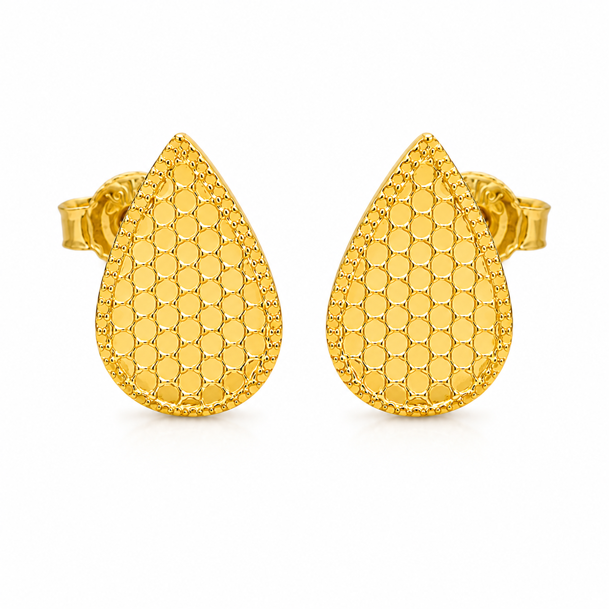 Gold Almond Shaped Earrings 21KT - FKJERN21KM12170