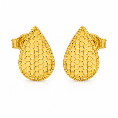Gold Almond Shaped Earrings 21KT - FKJERN21KM12170