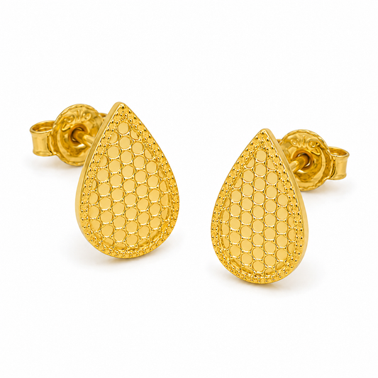 Gold Almond Shaped Earrings 21KT - FKJERN21KM12170