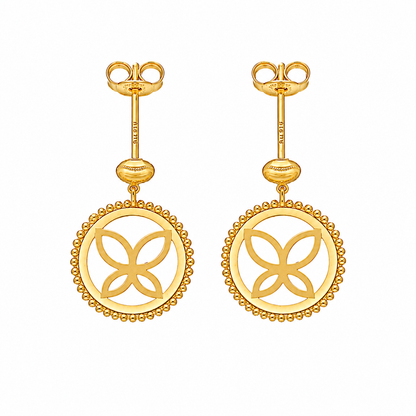 Gold Intricate Butterfly Shaped Earrings 21KT - FKJERN21KM12242