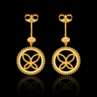 Gold Intricate Butterfly Shaped Earrings 21KT - FKJERN21KM12242
