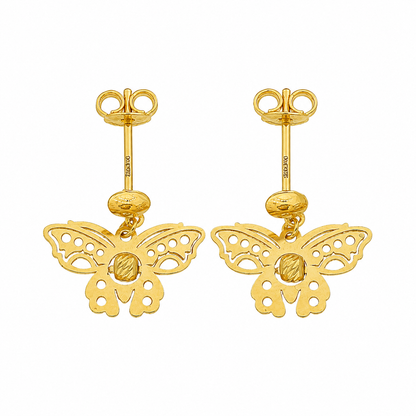Gold Butterfly Cutwork Earrings 21KT - FKJERN21KM12245