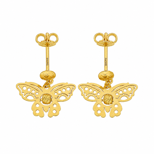 Gold Butterfly Cutwork Earrings 21KT - FKJERN21KM12245