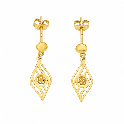 Gold Classic Cutwork Earrings 21KT - FKJERN21KM12246