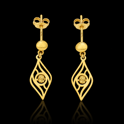 Gold Classic Cutwork Earrings 21KT - FKJERN21KM12246