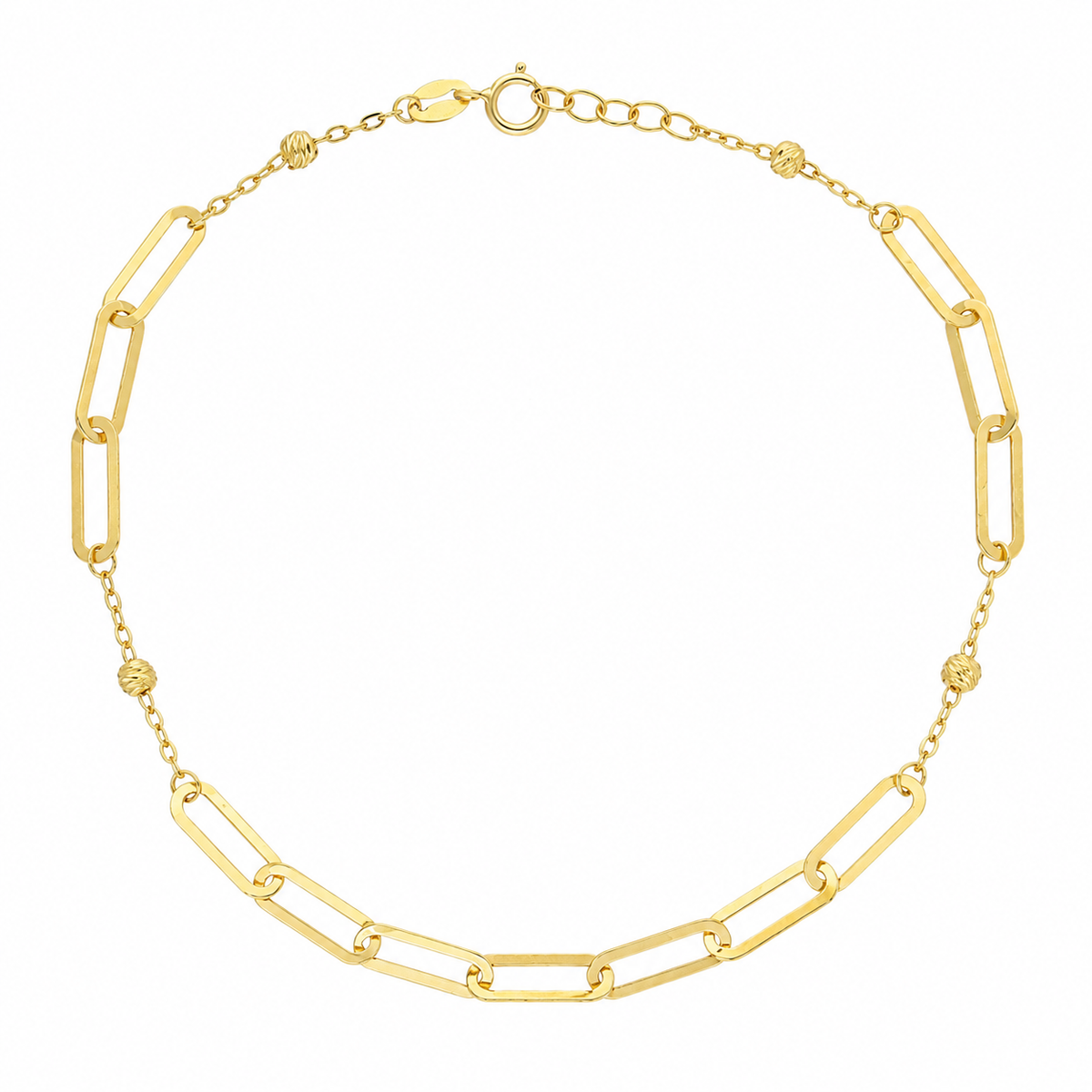 Gold Paperclip Double Bead Chain Bracelet 21KT - FKJBRL21KM12254
