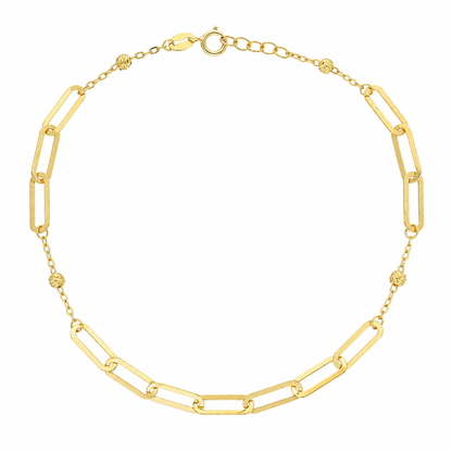 Gold Paperclip Double Bead Chain Bracelet 21KT - FKJBRL21KM12254
