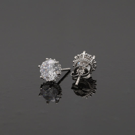 Sterling Silver 925 Sparkle Studs Earrings - FKJERNSL10810